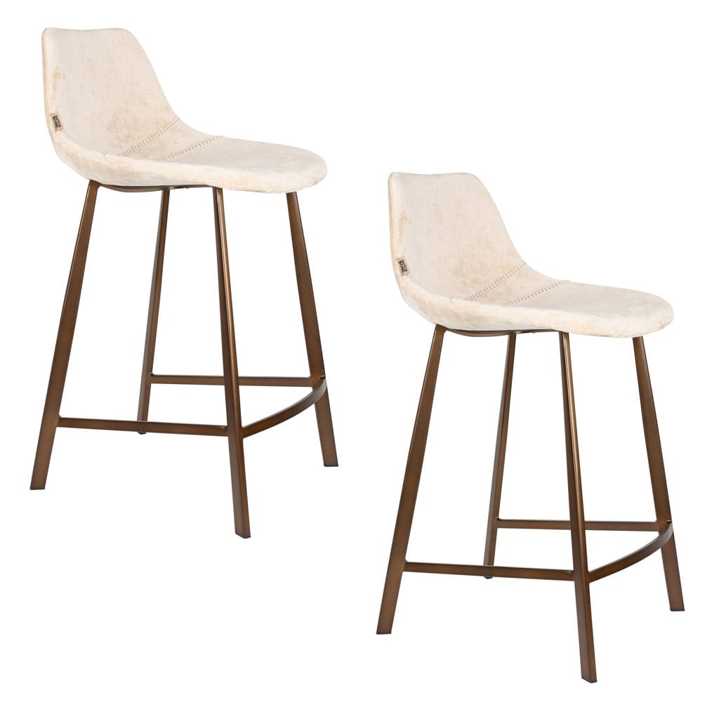 Dutchbone Franky Barkrukken rugleuning 65 cm Beige - Set van 2