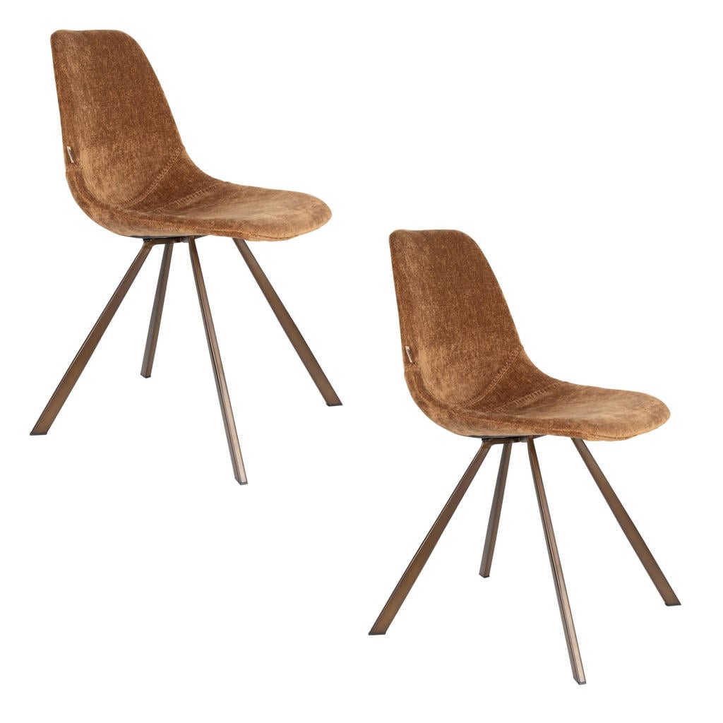 Dutchbone Franky Eetkamerstoelen Cognac - Set van 2