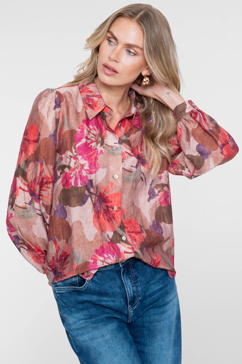 Geisha gebloemde blouse - roze