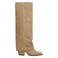 Manfield suède laarzen met blokhak - beige