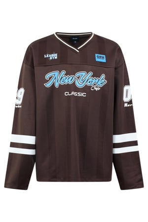 longsleeve met tekst - bruin