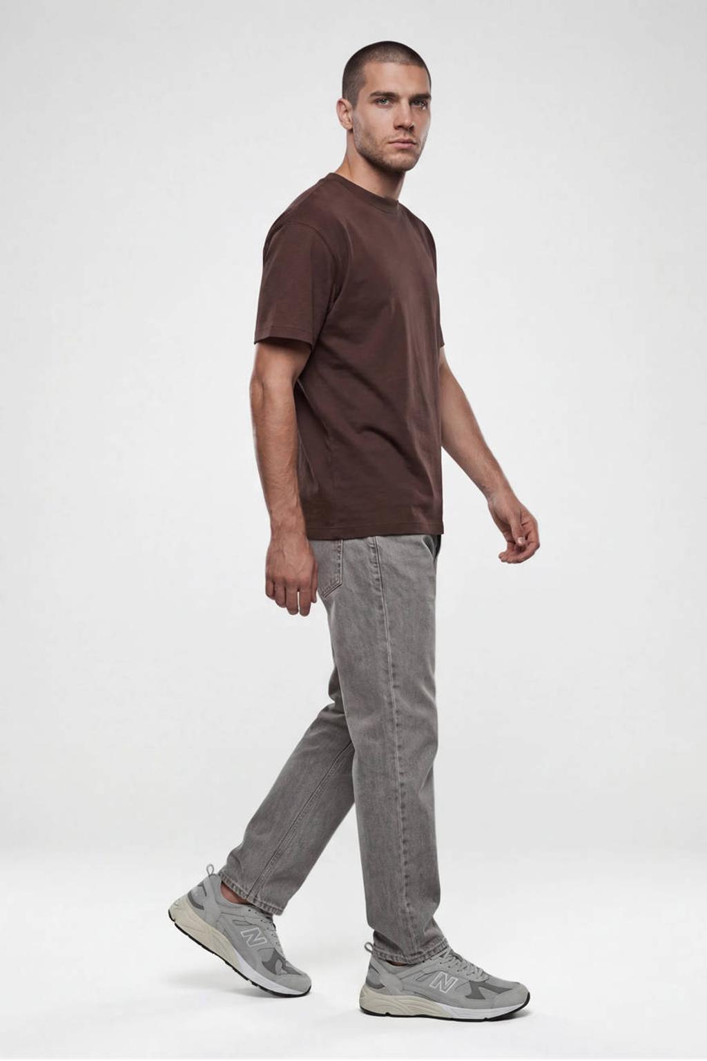 Shoeby T-shirt met logo - donkerbruin