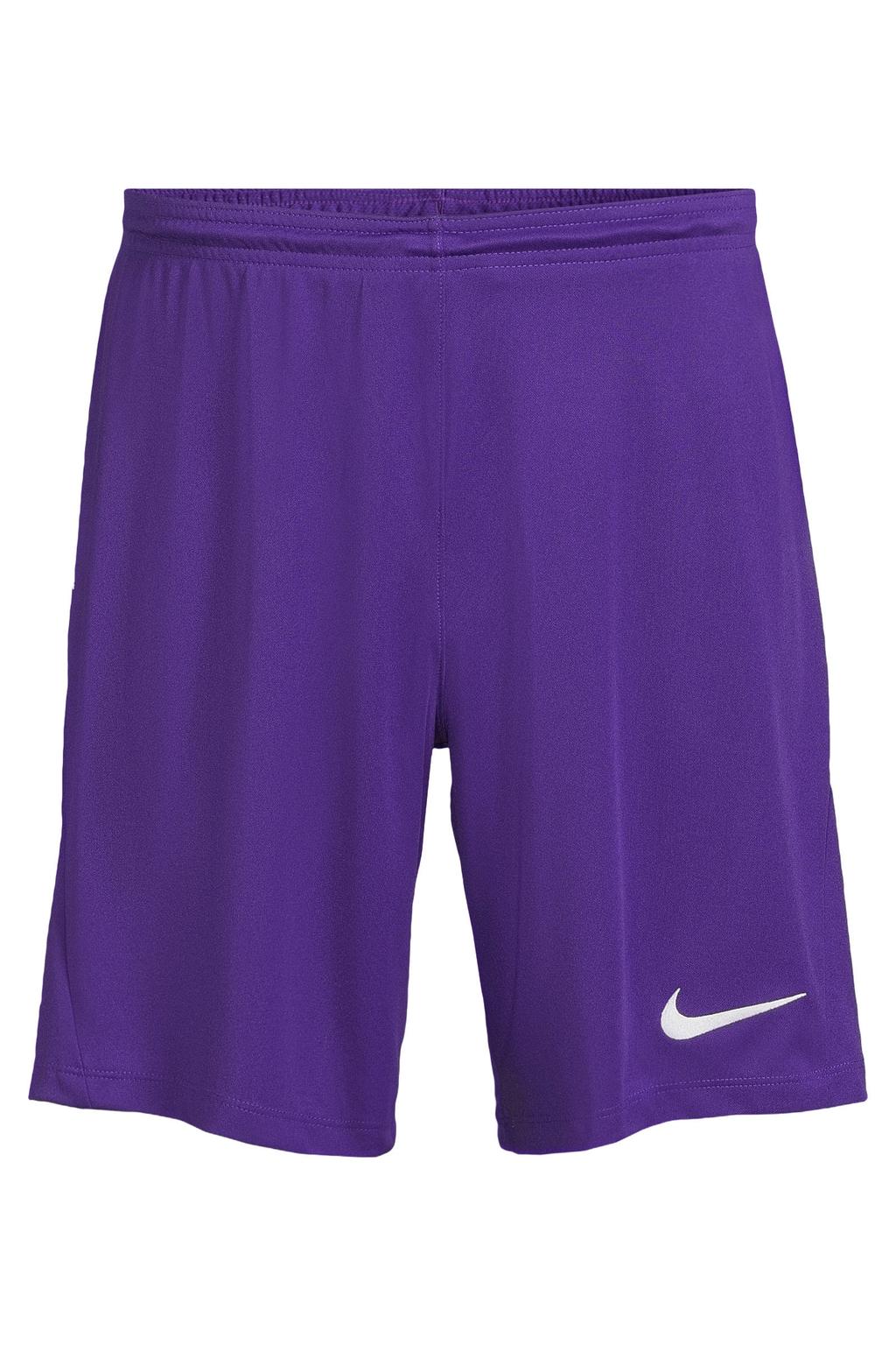 Paarse heren Nike Park III voetbalshort van polyester met elastische tailleband met koord en effen