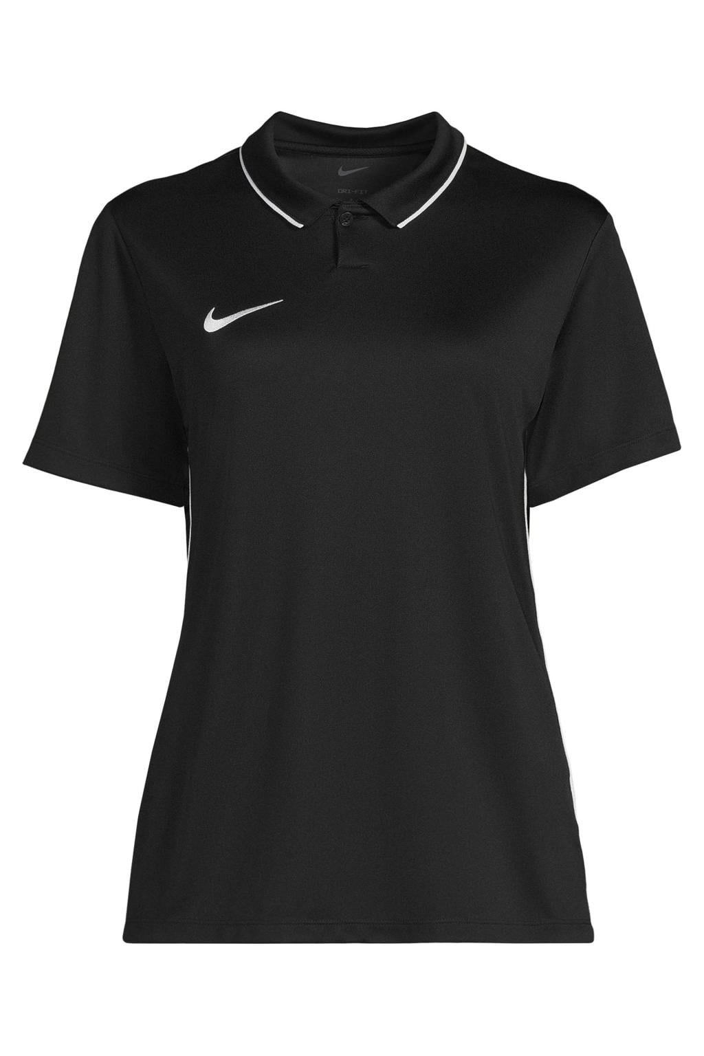 Zwarte dames Nike Park 26 sportpolo van polyester met korte mouwen en knoopsluiting