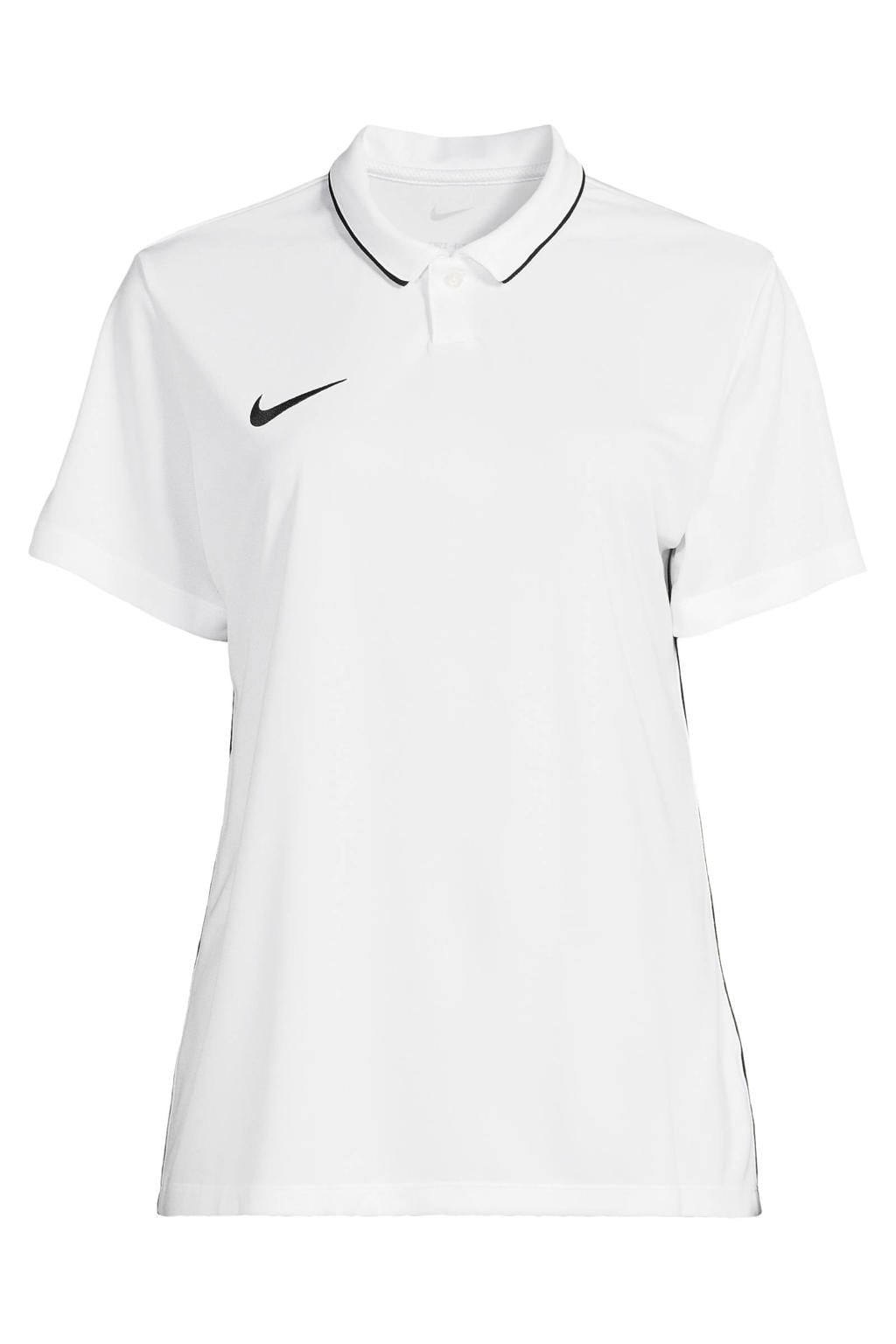 Witte dames Nike Park 26 sportpolo van polyester met korte mouwen en knoopsluiting