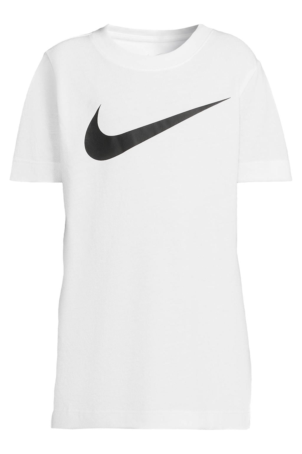 Witte jongens en meisjes Nike Park 20 sportshirt van polyester met logo dessin, korte mouwen en ronde hals