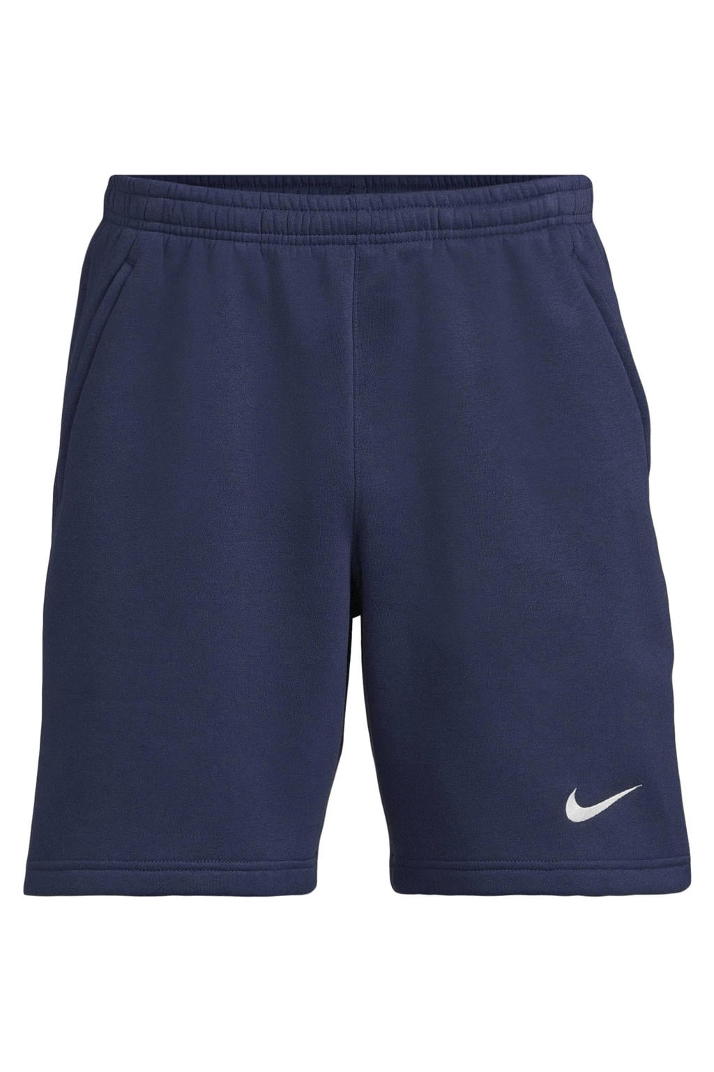 Donkerblauwe heren Nike Park 26 fleece voetbalshort met elastische tailleband met koord en effen
