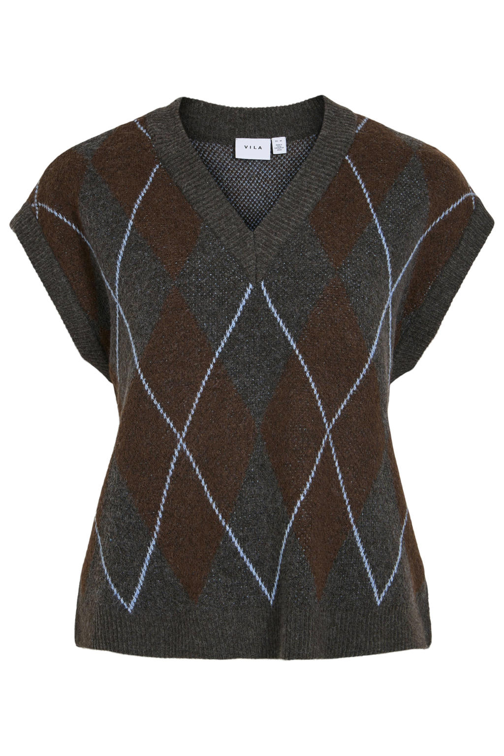 VILA geruite jacquard spencer - grijs/bruin/blauw