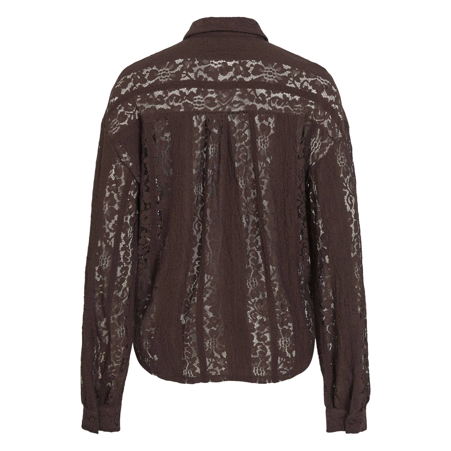 VILA kanten semi-transparante blouse bruin