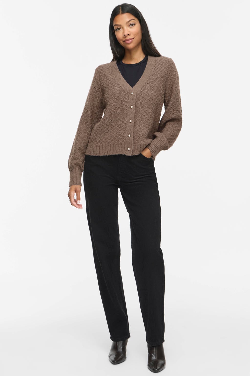 VILA gebreid vest - taupe