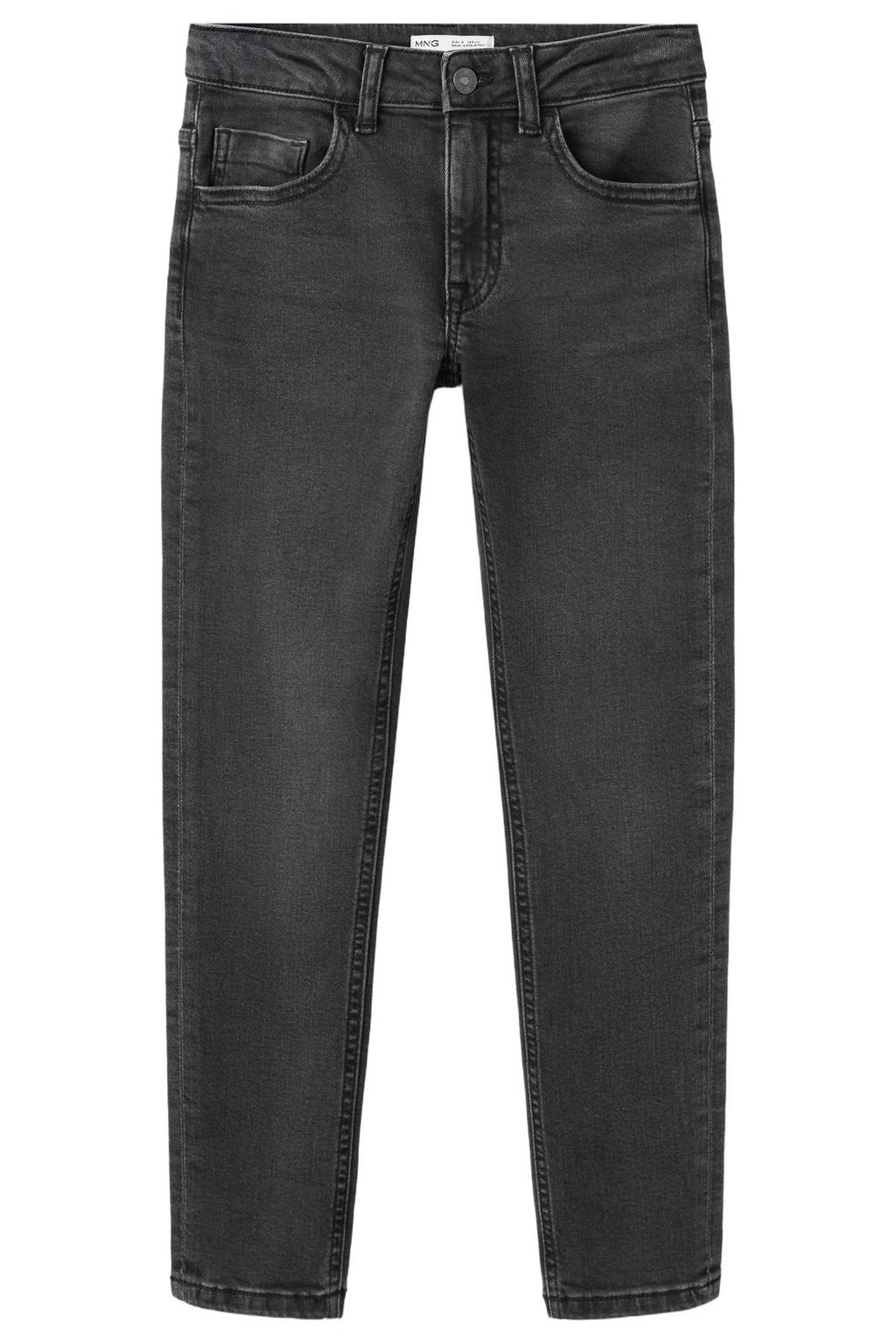 Grey denim jongens Mango Kids skinny jeans van denim met rits- en knoopsluiting en effen