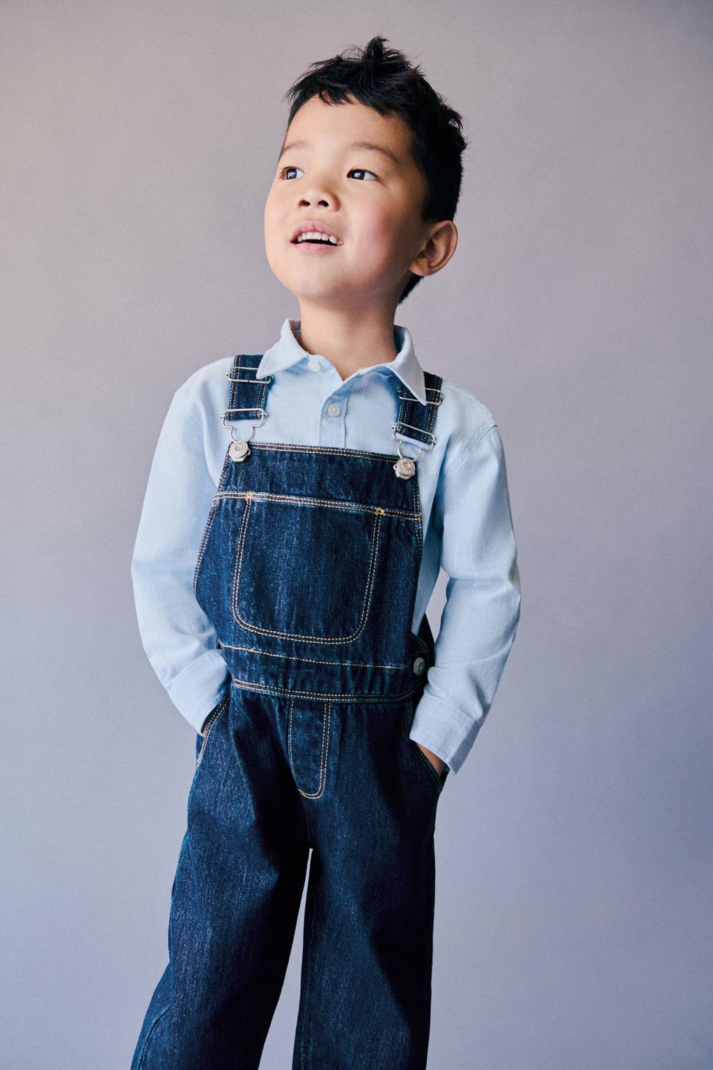 Mango Kids denim tuinbroek - donkerblauw