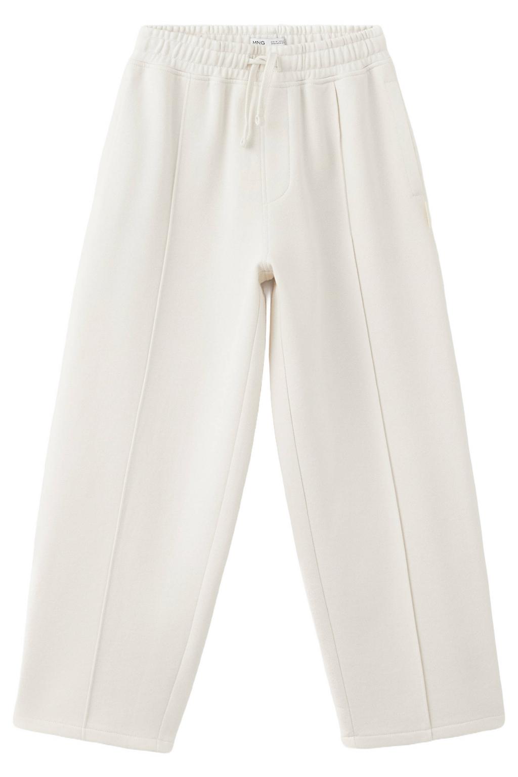 Ecru jongens Mango Kids joggingbroek van katoen met elastische tailleband met koord en effen