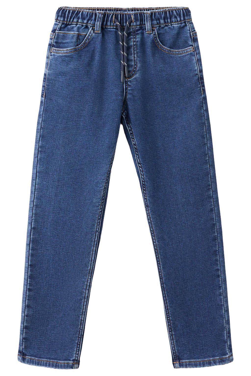 Dark blue denim jongens Mango Kids regular fit jeans van stretchdenim met effen