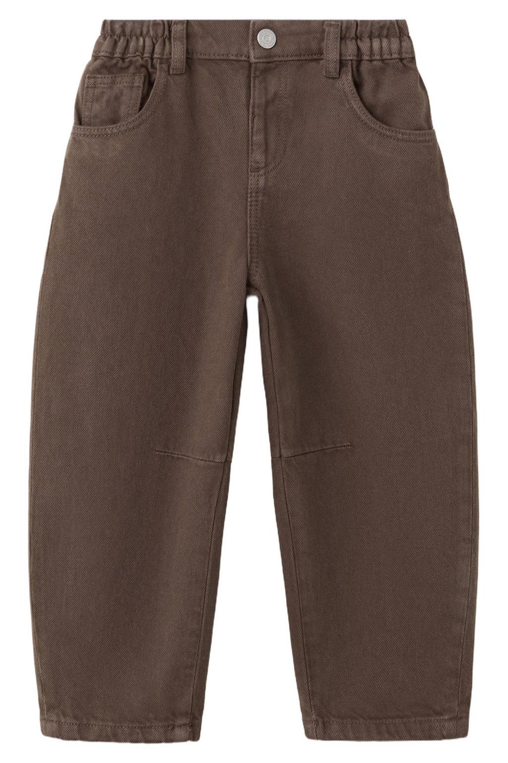 Donkerblauwe jongens Mango Kids ballon barrel jeans van denim met regular waist, drukknoopsluiting en effen