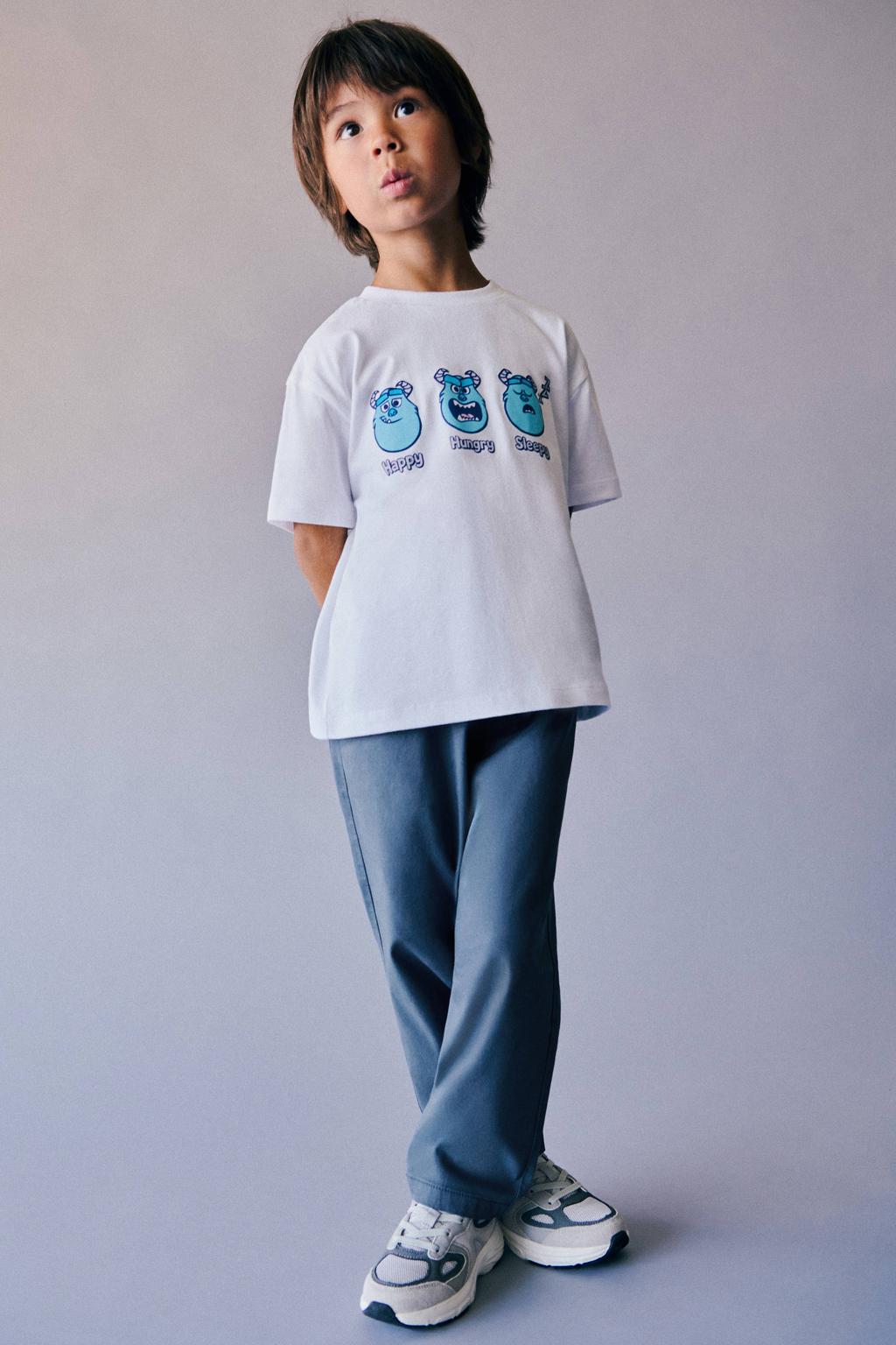 Blauwe jongens Mango Kids casual broek van stretchkatoen met elastische tailleband met koord en effen
