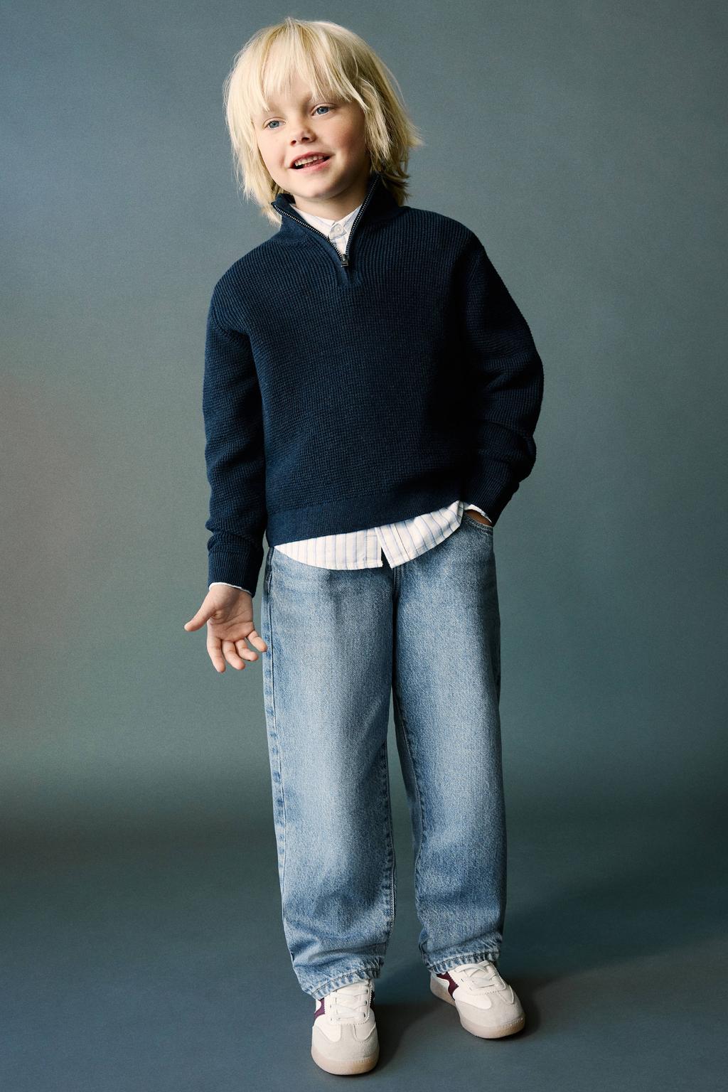 Light blue denim jongens Mango Kids regular fit jeans van denim met effen