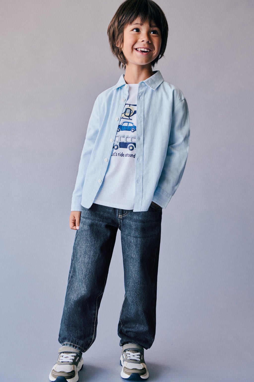 Medium blue denim jongens Mango Kids regular fit jeans van denim met effen