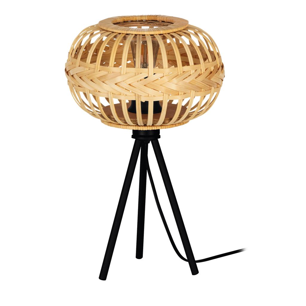 EGLO Amsfield 1 Tafellamp - E27 - 41 cm - Zwart|Hout