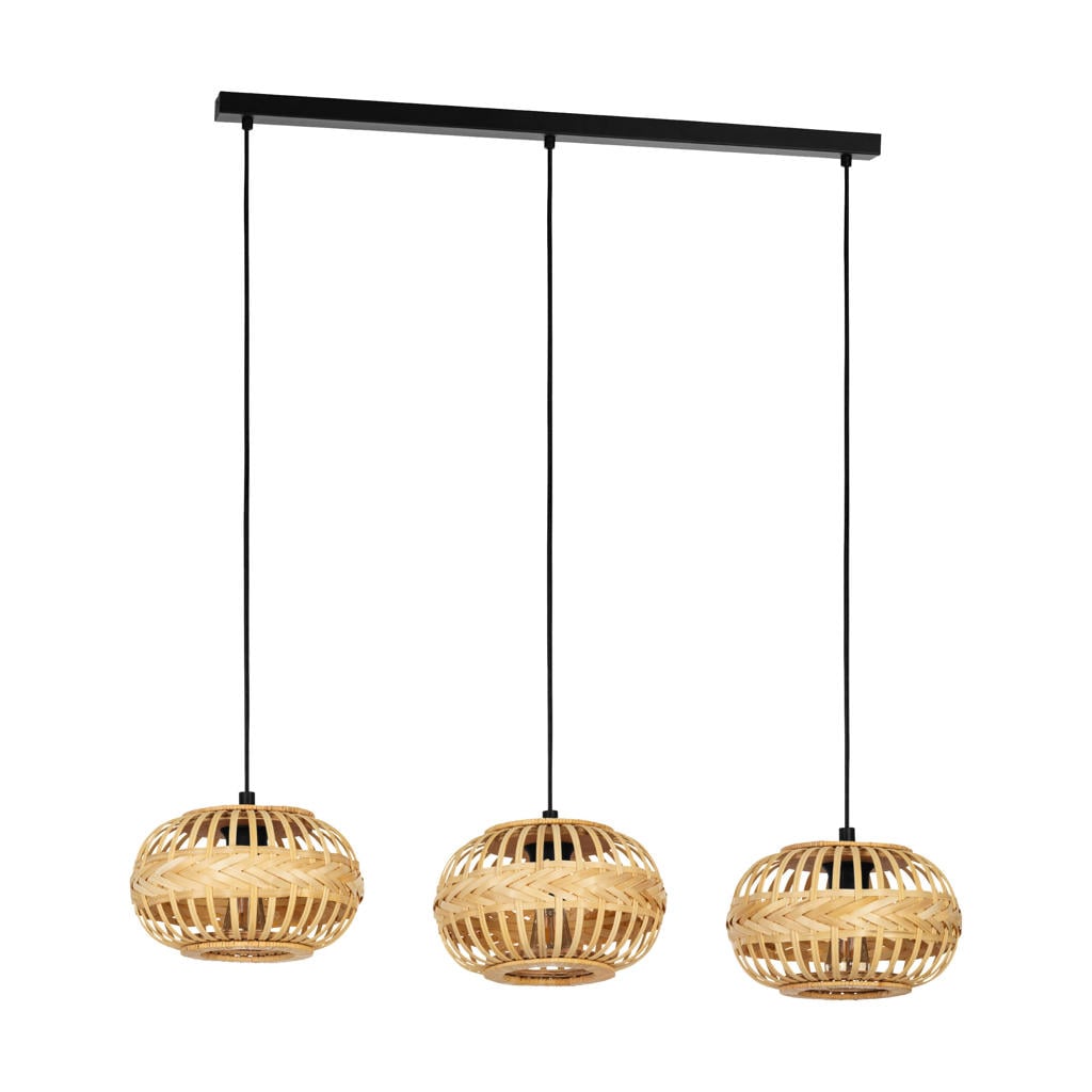 EGLO Amsfield 1 Hanglamp - E27 - 96 cm - Zwart|Hout
