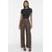 VILA imitatieleren high waist coated broek - donkerbruin