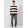 QS relaxed fit gestreepte polo - donkerbruin