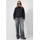 QS denim blouse met studs - zwart