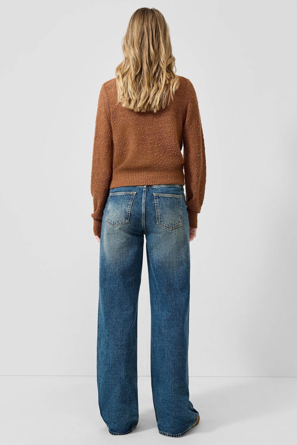 Bruine dames QS gebreid vest van acryl met effen, lange mouwen, ronde hals en knoopsluiting
