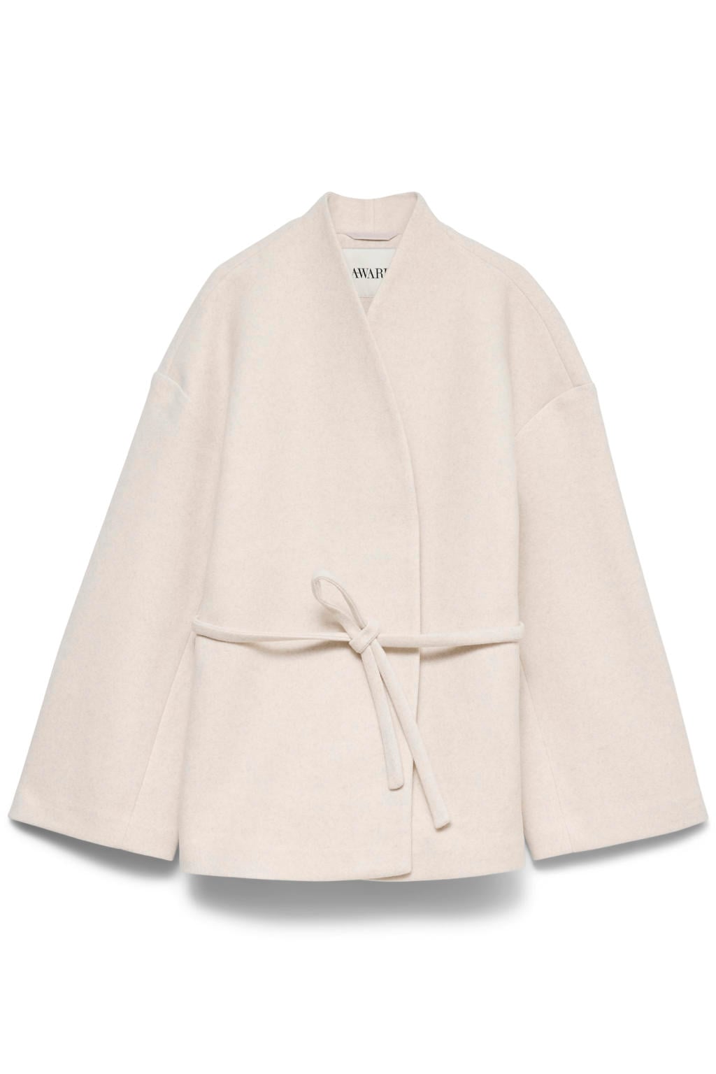 Beige dames AWARE jasje van polyester met effen, lange mouwen, V-hals en gesp
