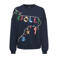 JDY kersttrui met pailletten en print - donkerblauw