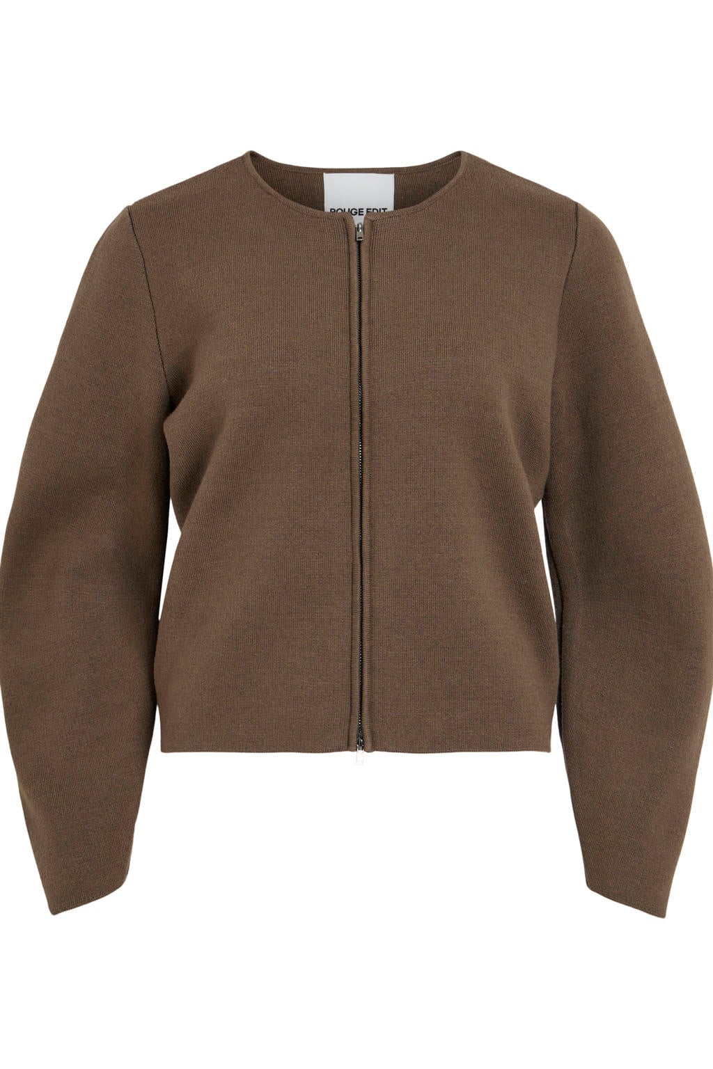 dames ROUGE EDIT van wol met effen, lange mouwen, ronde hals, ritssluiting en gebreide details