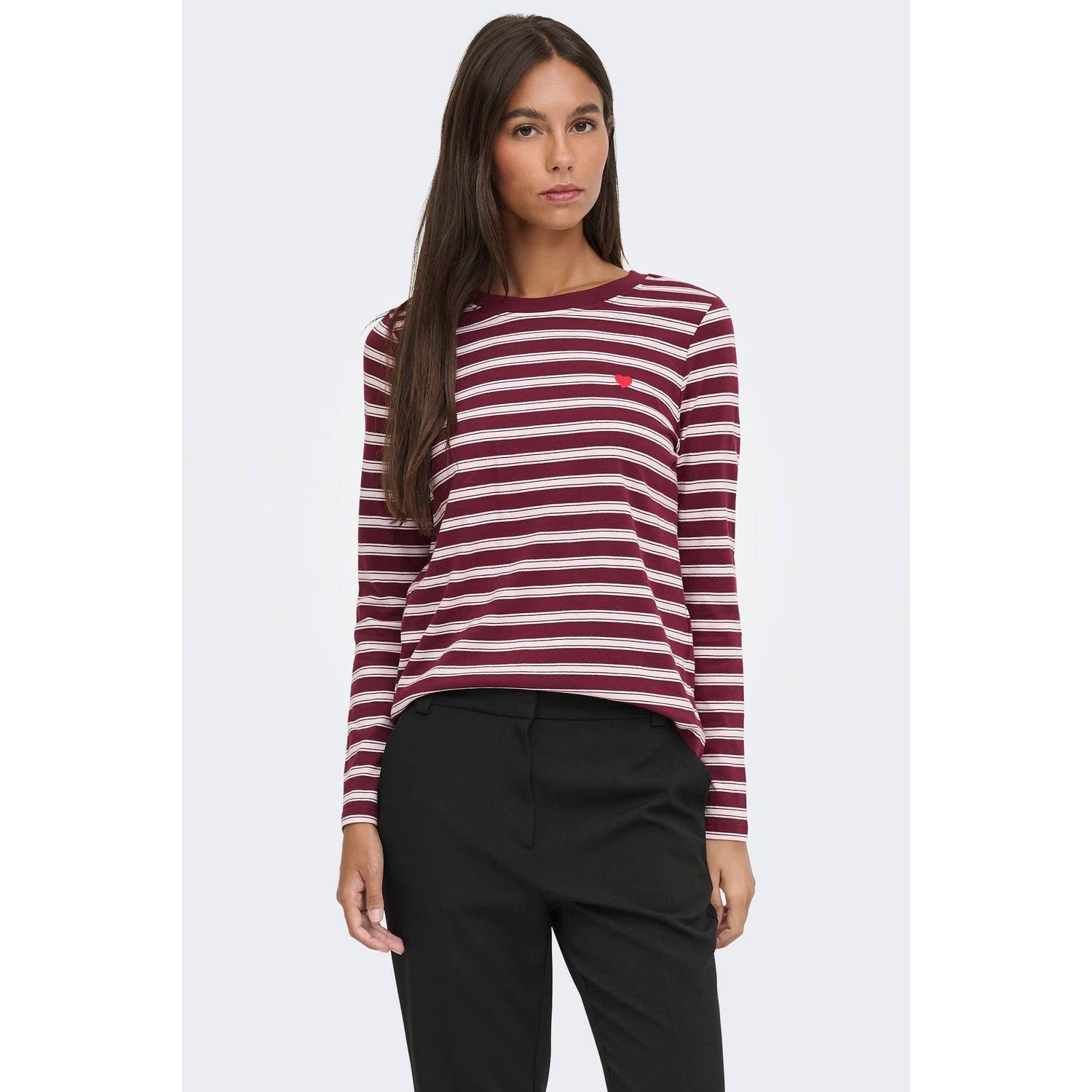 JDY gestreepte top met borduursels blauw rood