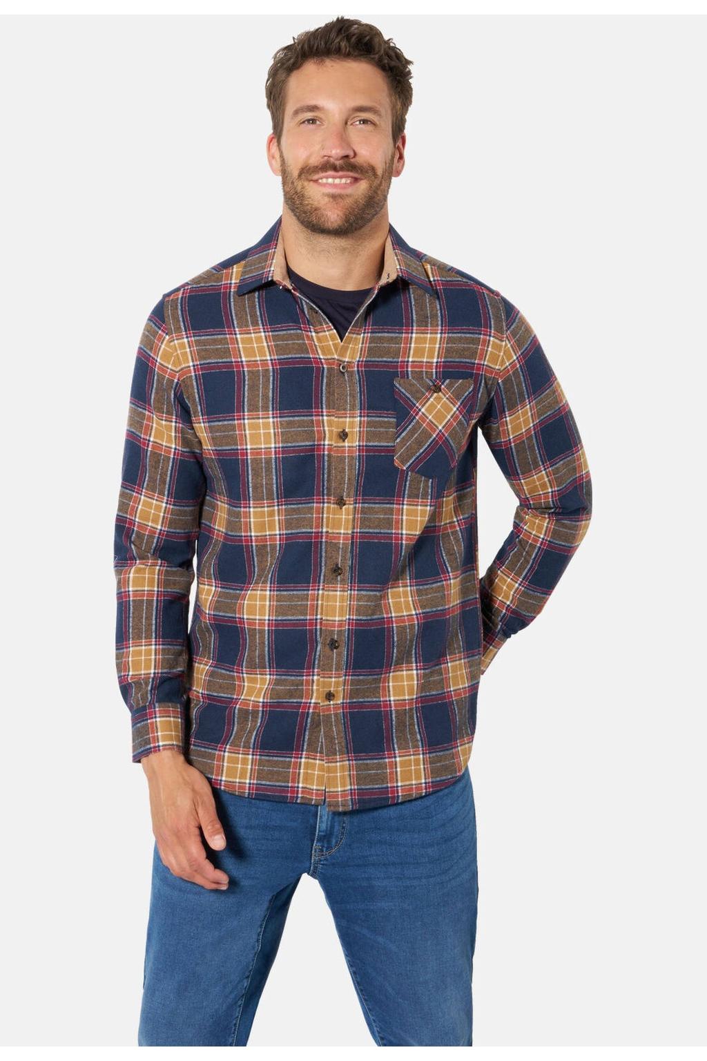 Babista flanel regular fit geruit overhemd +FIT Collectie Plus Size - donkerblauw