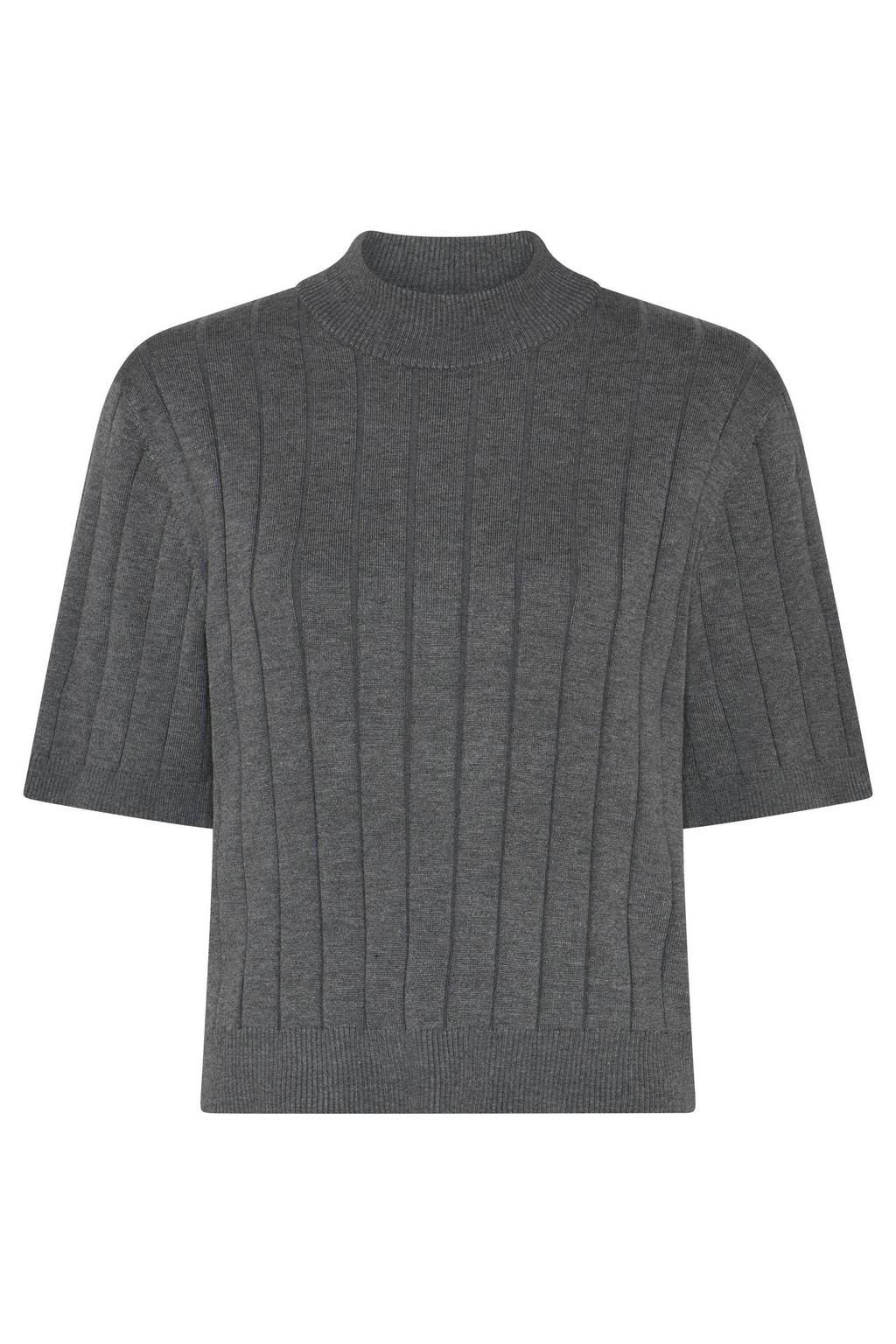 Grijze dames Bruuns Bazaar gebreide trui van viscose met effen, lange mouwen en ronde hals