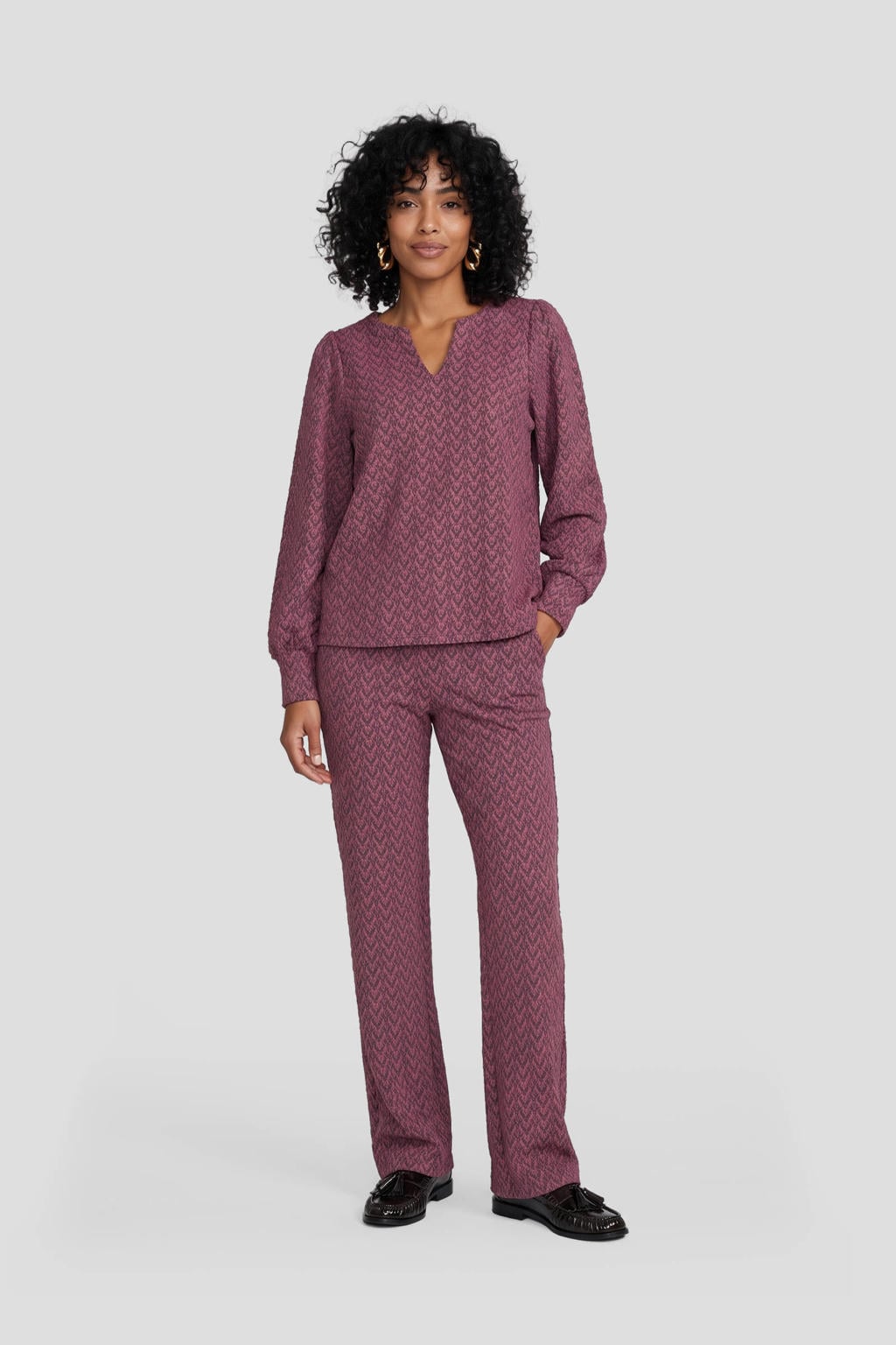 Paarse dames Geisha straight leg broek