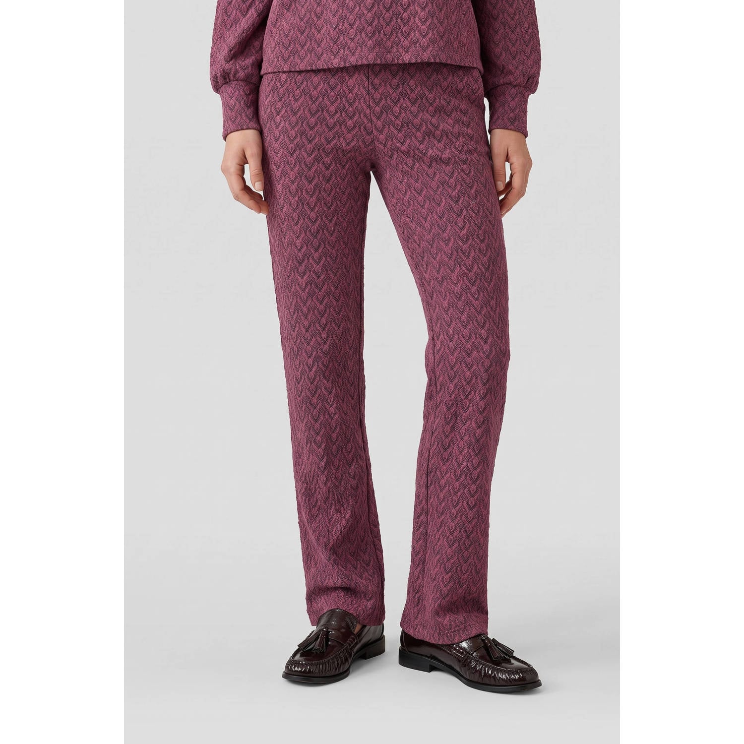 Geisha straight leg broek met print paars