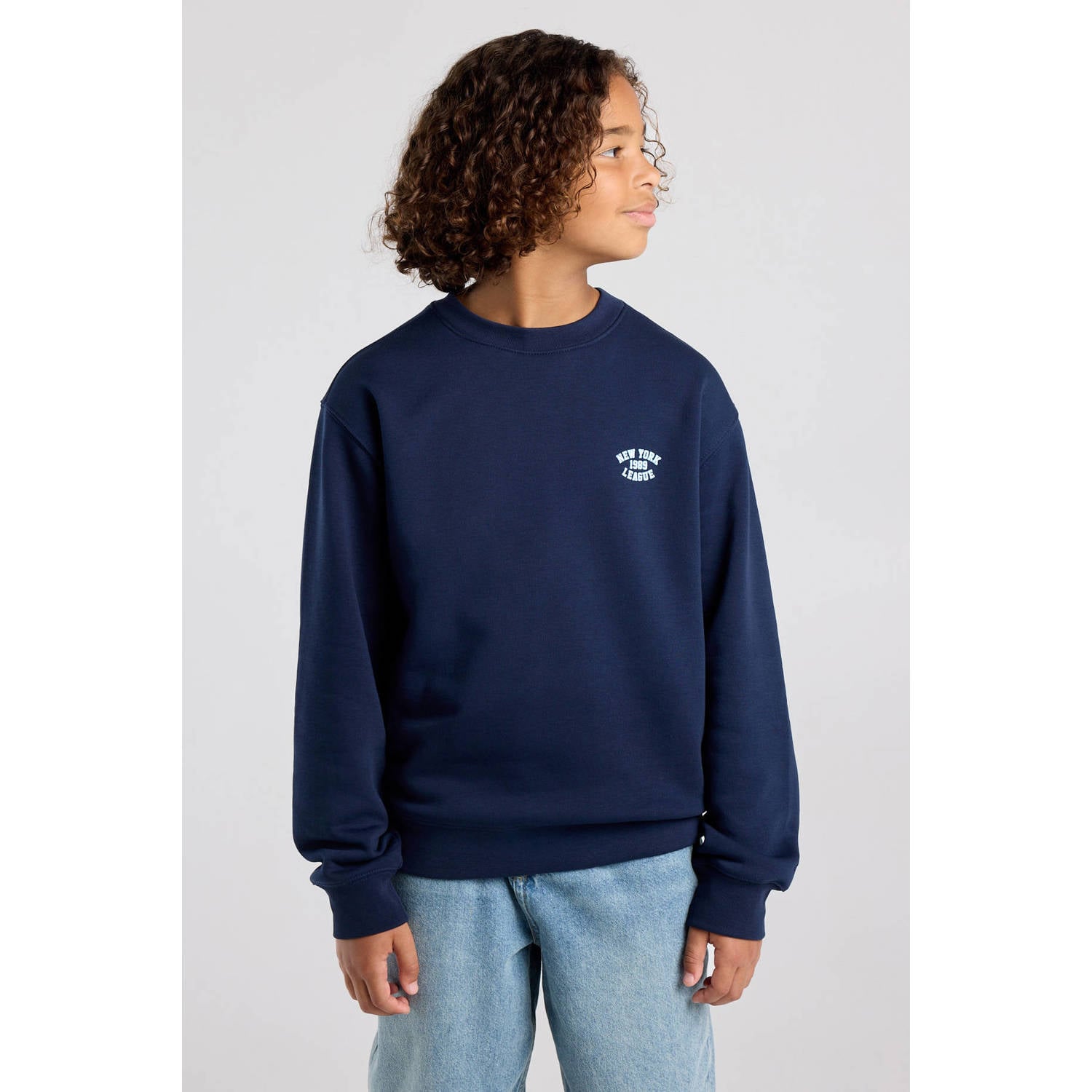 America Today sweater met backprint donkerblauw