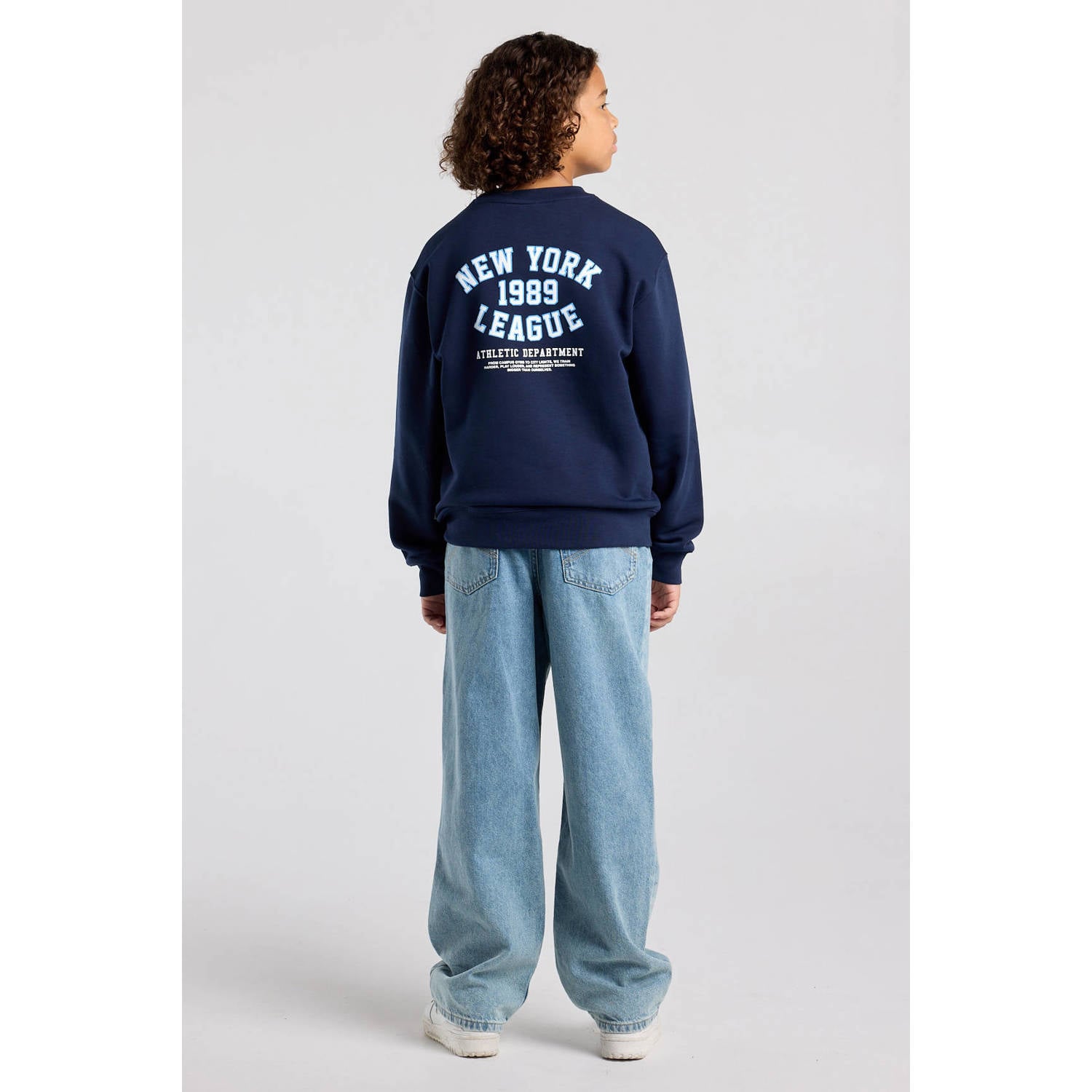 America Today sweater met backprint donkerblauw