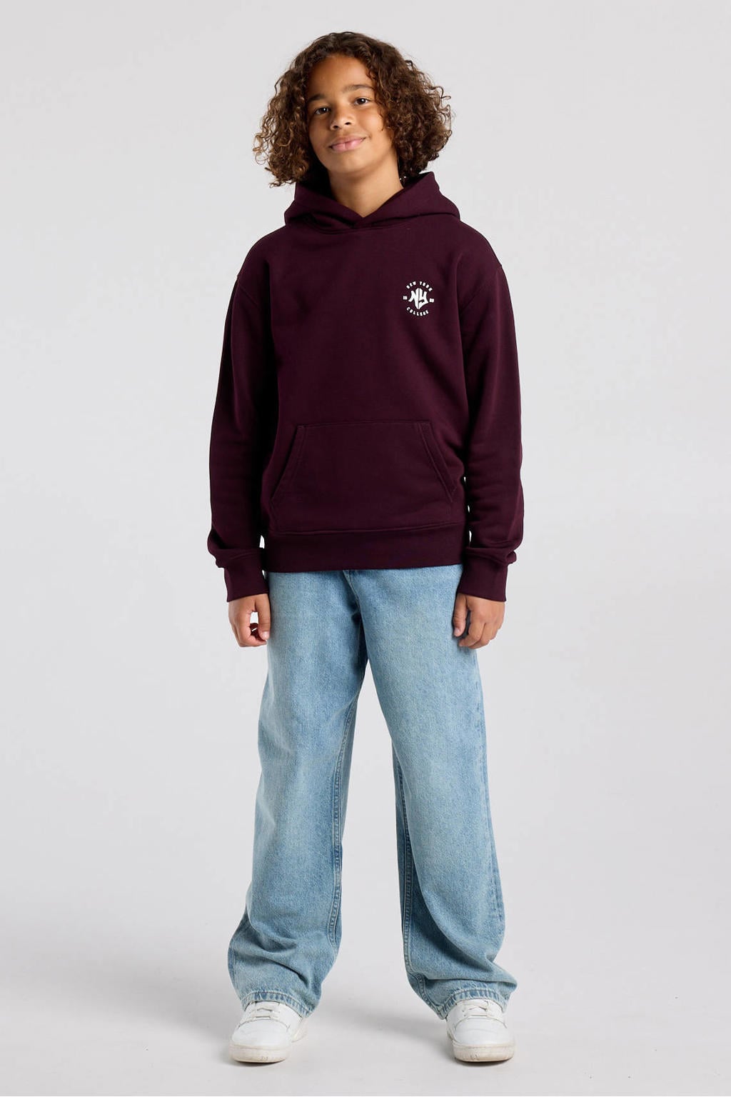 Rode jongens America Today hoodie rood van sweat materiaal met tekst print, lange mouwen en capuchon