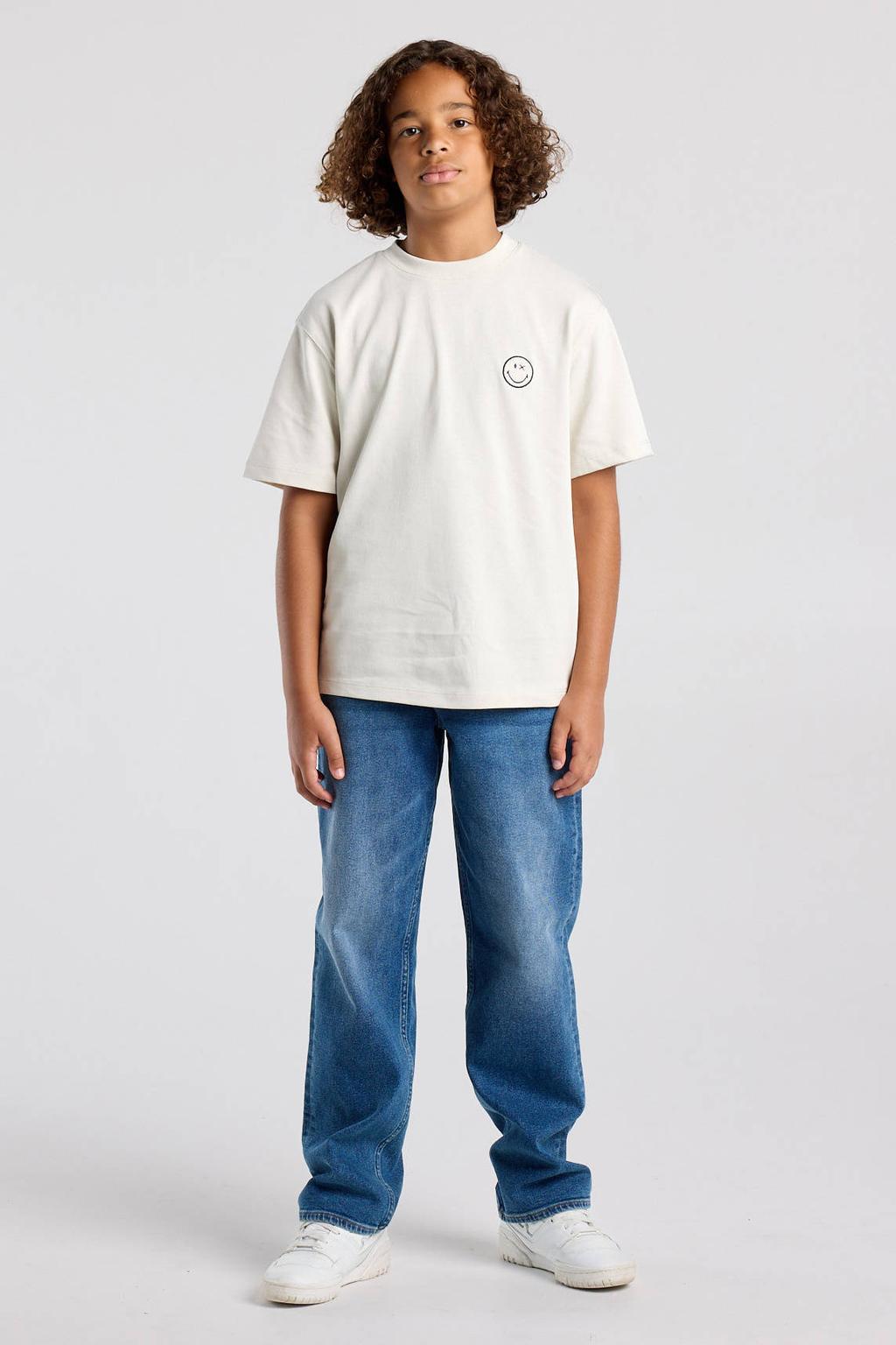 Witte jongens America Today T-shirt van katoen met backprint, korte mouwen en ronde hals