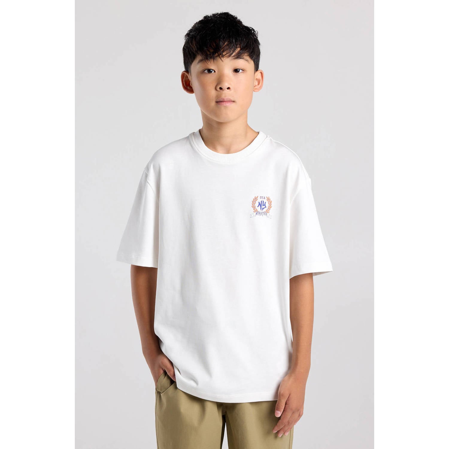 America Today T-shirt met backprint wit