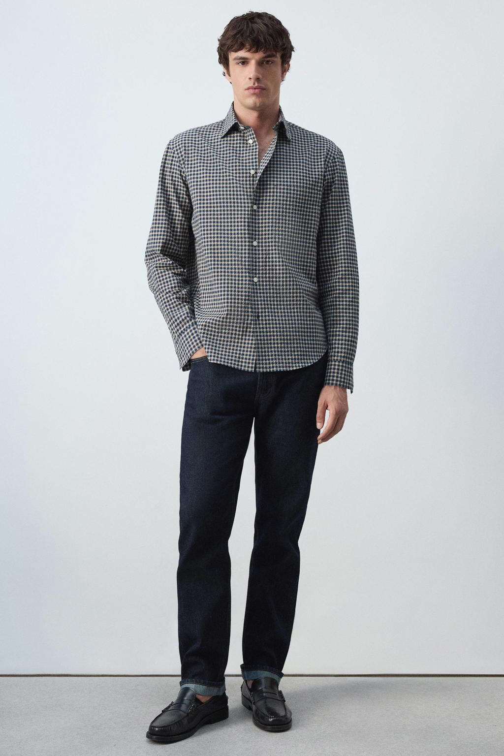Mango Man relaxed fit geruit overhemd - marine