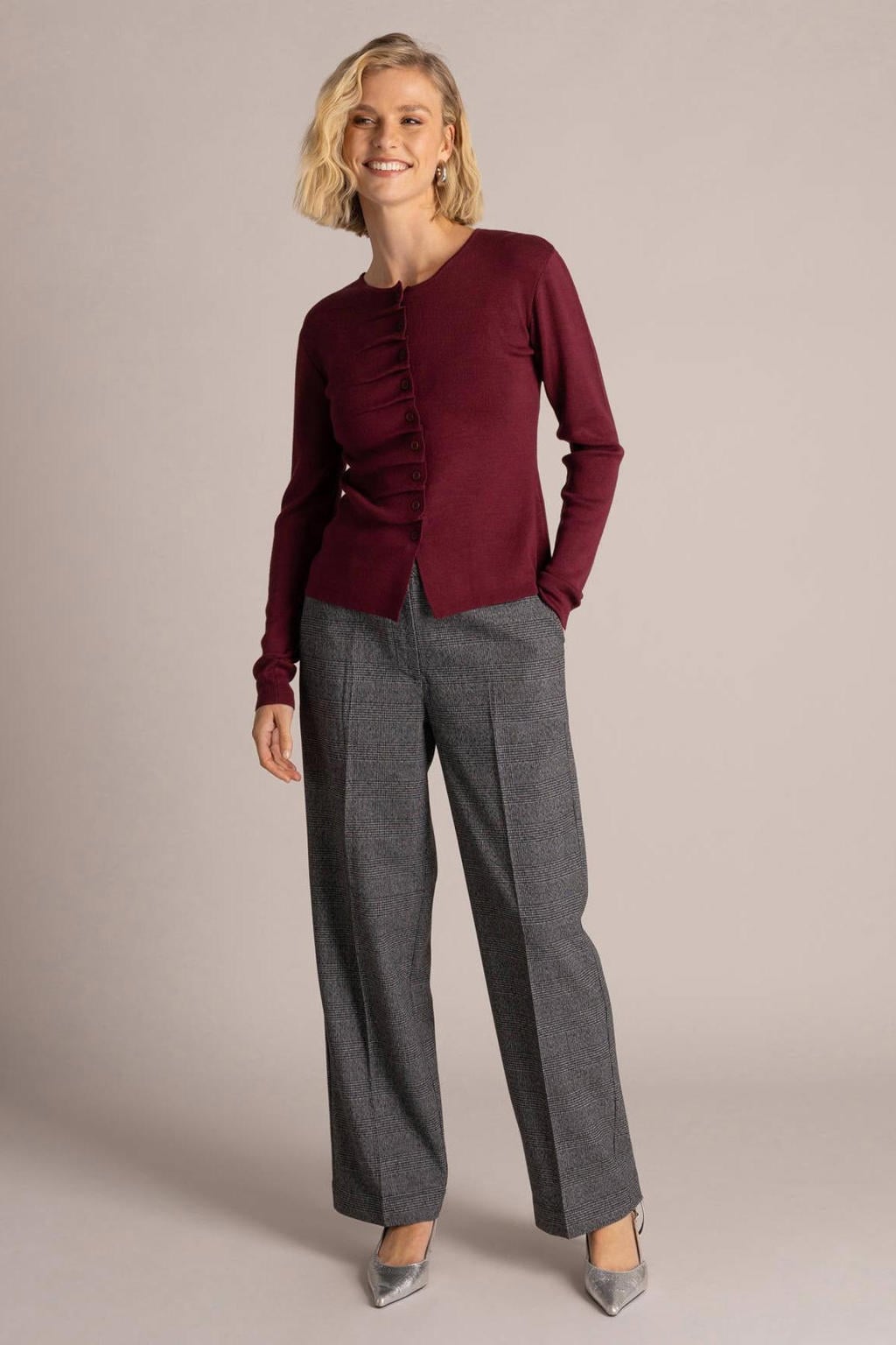 Yest straight leg cropped geruite broek