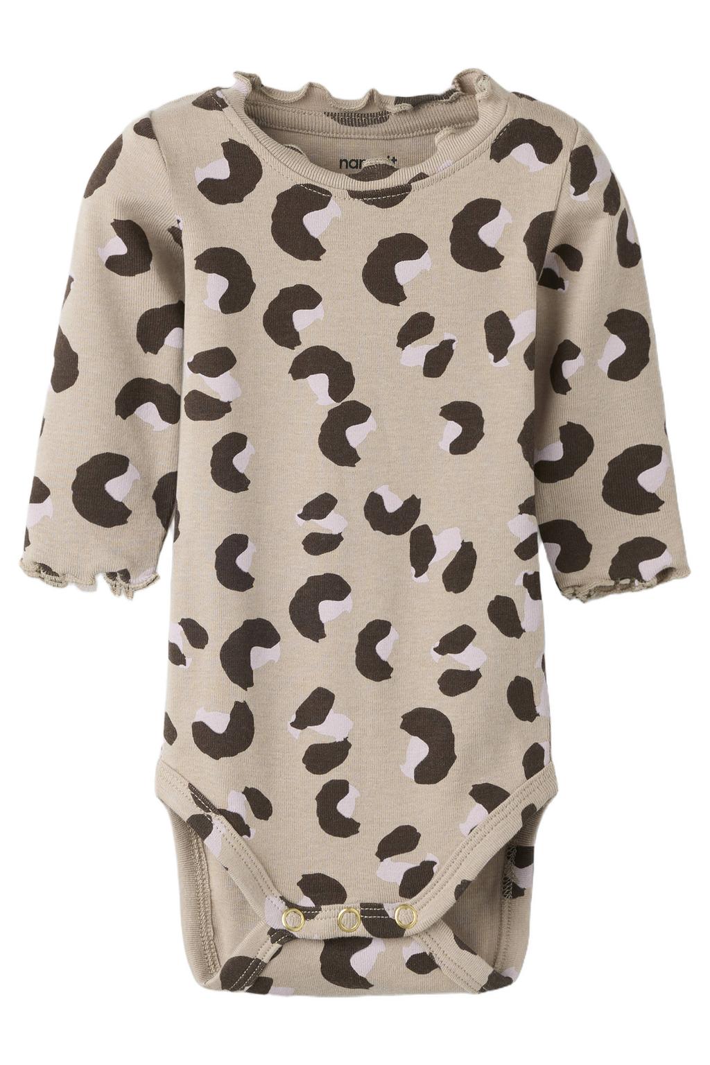 NAME IT BABY romper met panterprint - beige