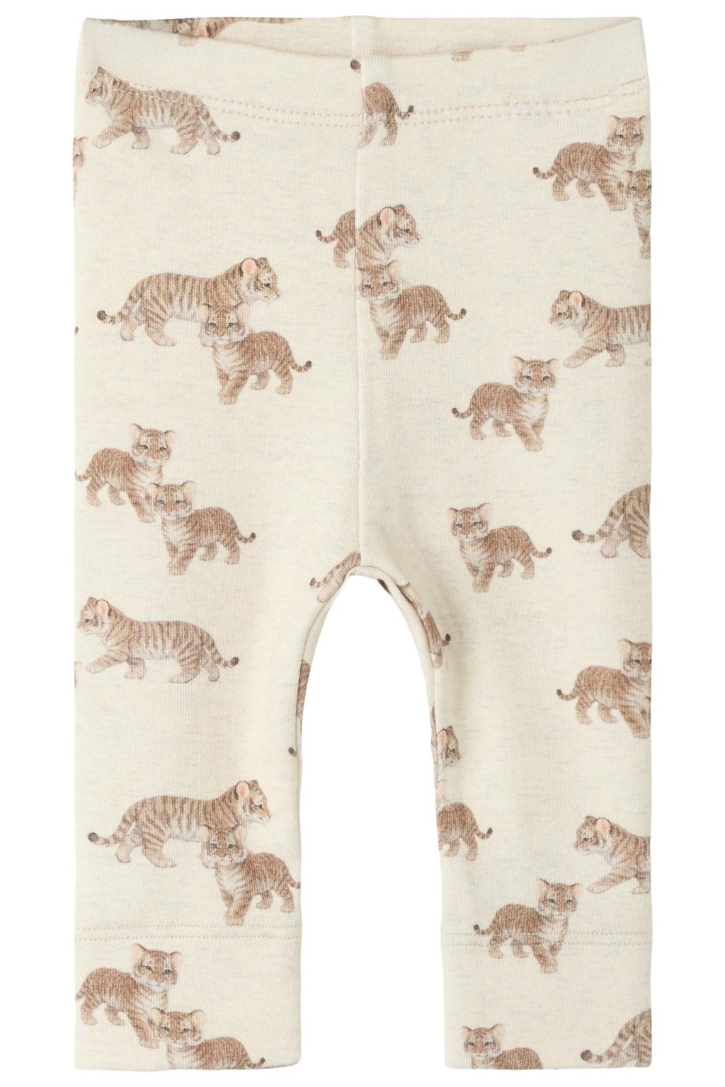 Ecru en beige jongens NAME IT BABY slim fit gebreide babybroek van stretchkatoen met elastische tailleband