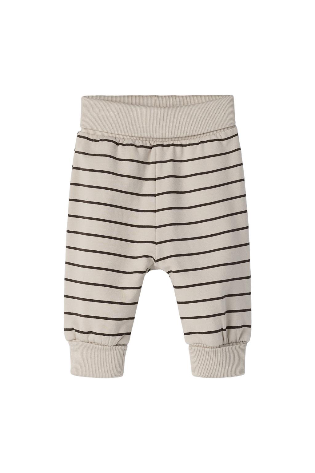 Beige en bruine jongens NAME IT BABY katoenen loose fit gestreepte babybroek met elastische tailleband