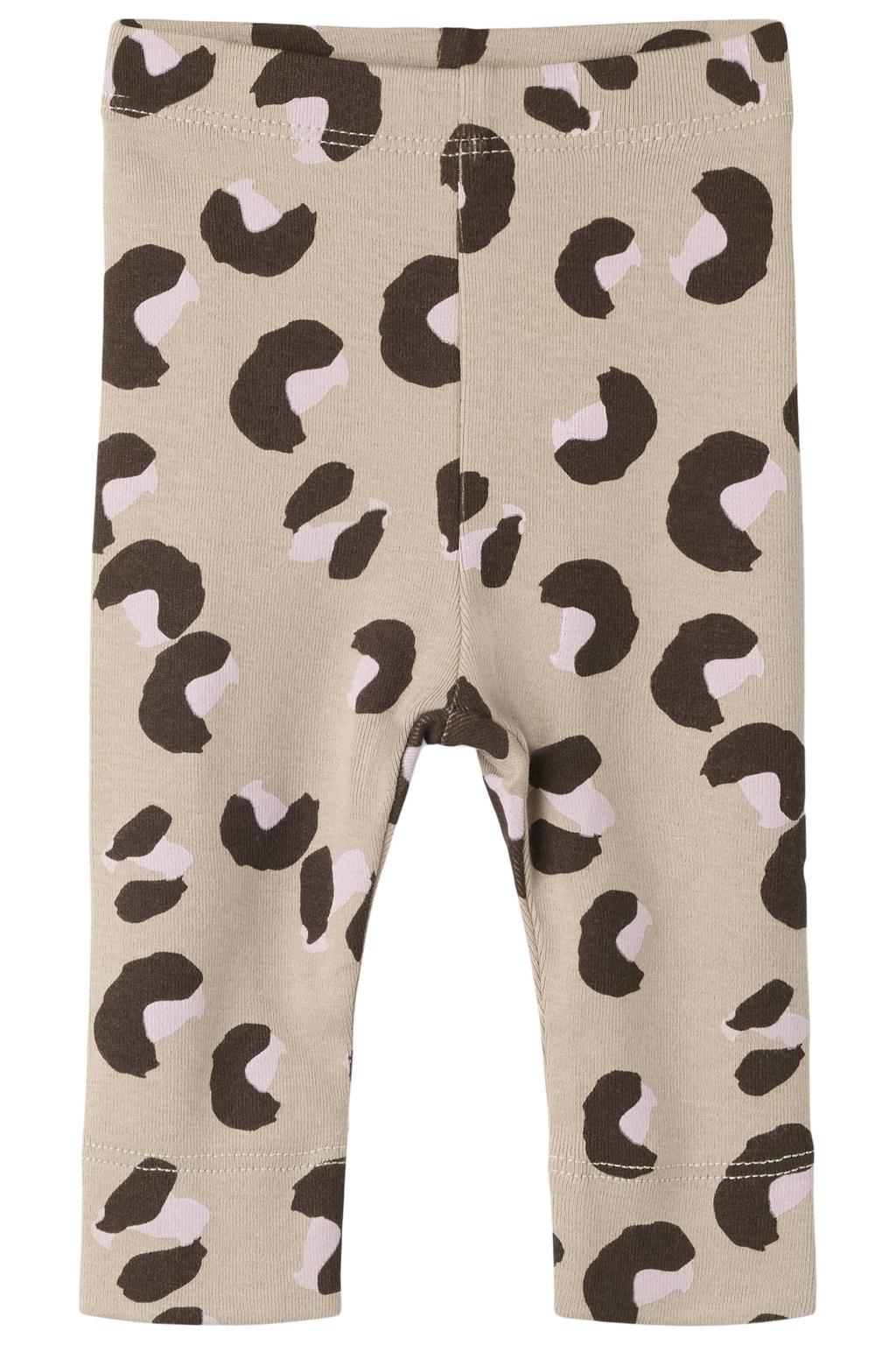 Beige en bruine meisjes NAME IT BABY katoenen slim fit gebreide babybroek met elastische tailleband