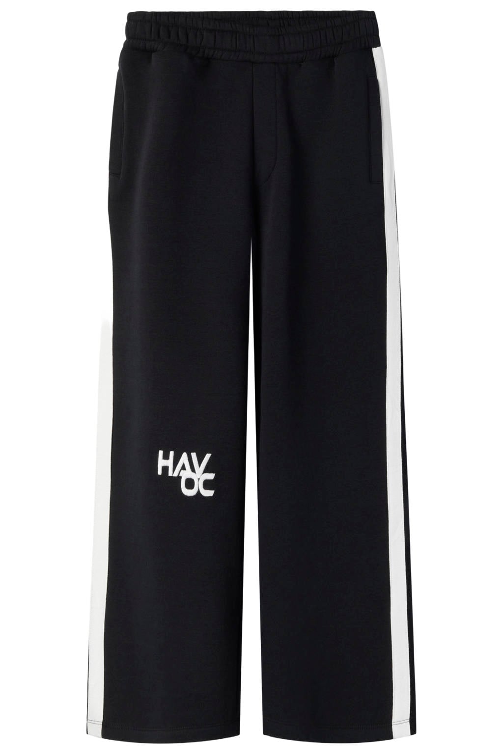 Zwarte jongens NAME IT KIDS gestreepte joggingbroek en borduursels van sweat materiaal met elastische tailleband