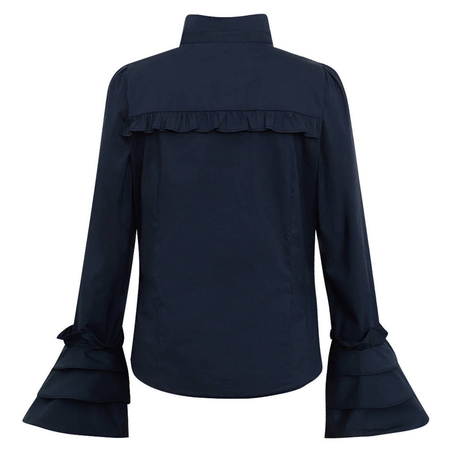 Gossia blouse met ruches donkerblauw