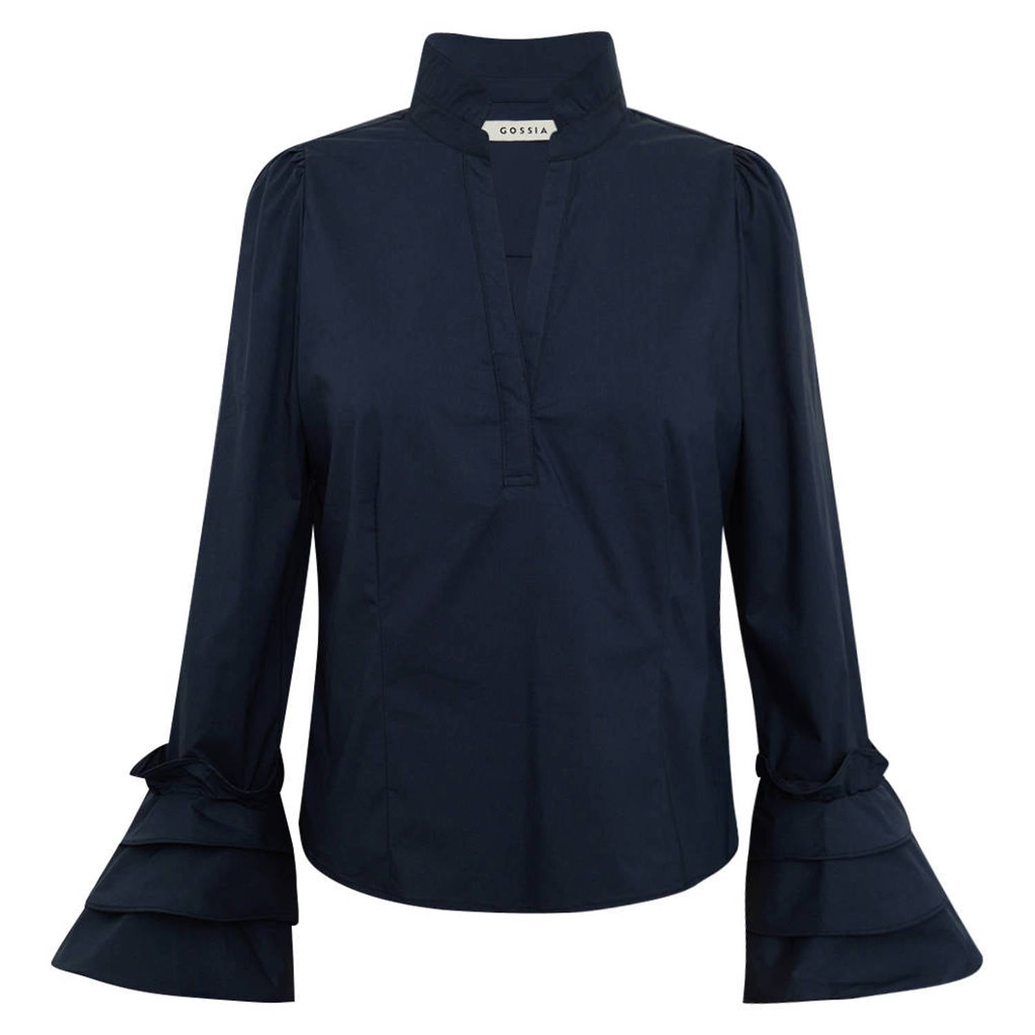 Gossia blouse met ruches donkerblauw